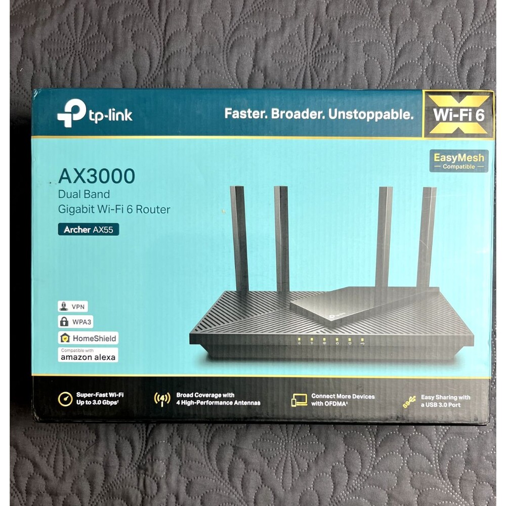 TP-Link AX3000 Dual-Band Gigabit Wi-Fi 6 Router -Archer AX55 NEW IN BOX Internet